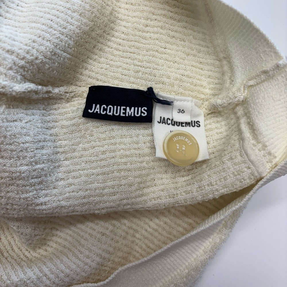 Cream Short Sleeve Women's cropped Sweater - Picture 6 of 7
